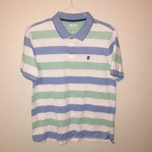 Mens IZOD Performance Polo Green White Blue Size M